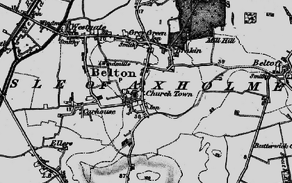 Old map of Isle of Axholme in 1895