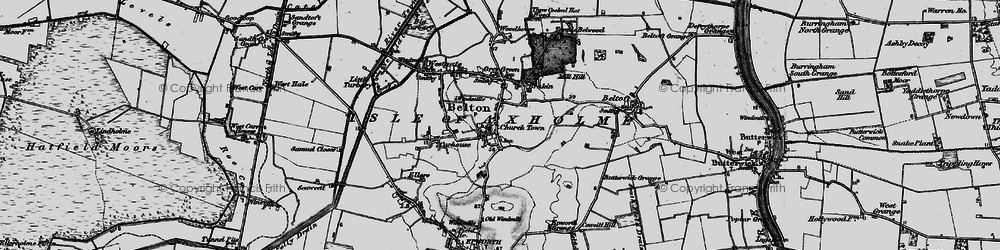 Old map of Isle of Axholme in 1895