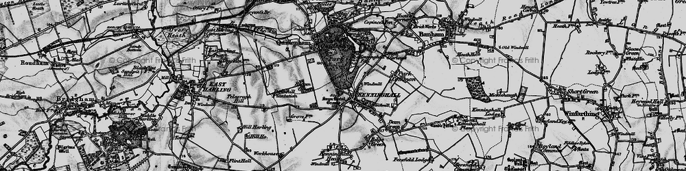 Old map of Kenninghall in 1898