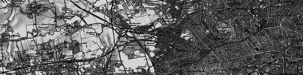 Old map of Kensal Green in 1896