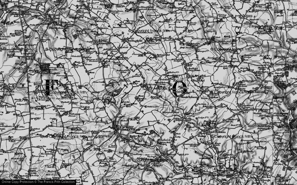 Old Map of Historic Map covering Bedingfield Green in 1898