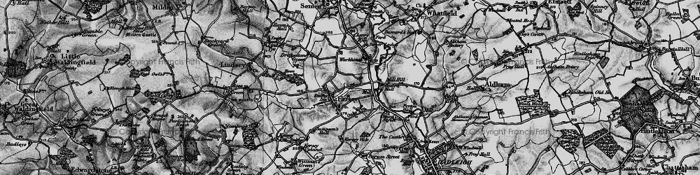 Old map of Kersey in 1896