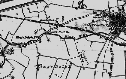 Old map of King's Dyke in 1898