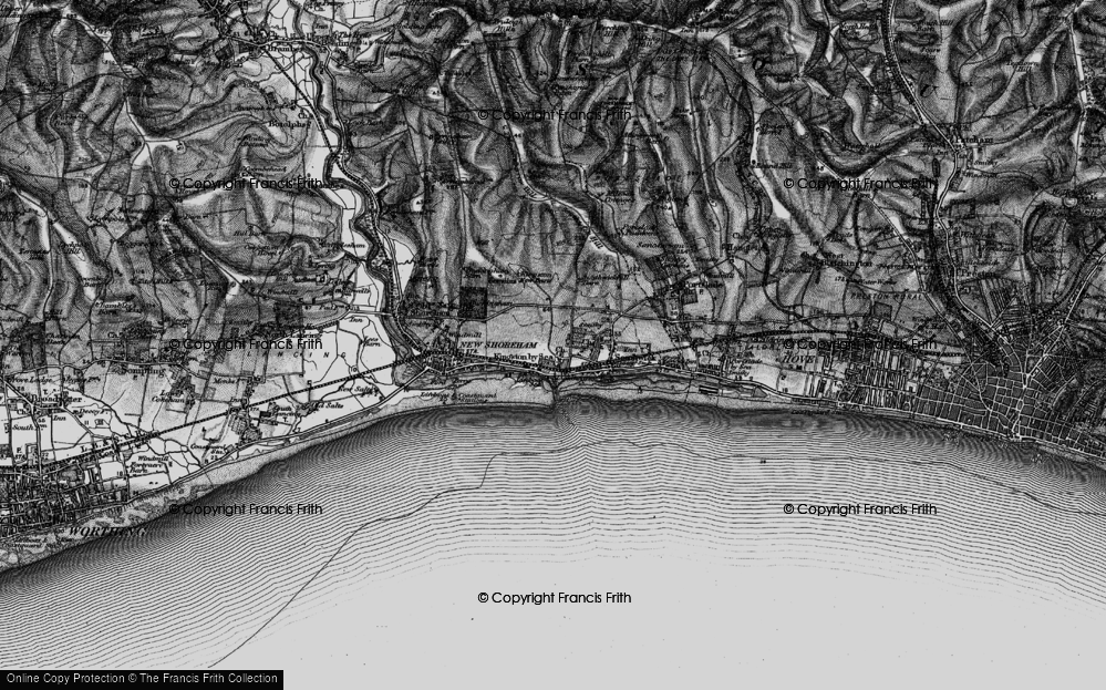 Old Map of Kingston by Sea, 1895 in 1895