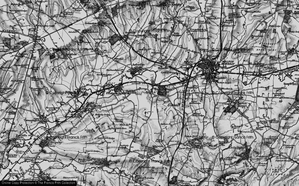 Old Map of Historic Map covering Eye Kettleby Hall in 1899