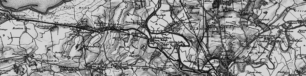 Old map of Kirkandrews-on-Eden in 1897