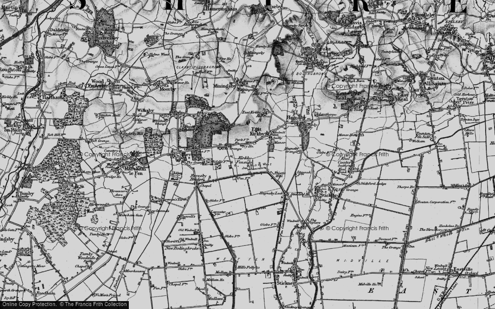 Old Map of Kirkby Fenside, 1899 in 1899