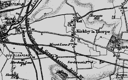 Old map of Kirkby la Thorpe in 1895