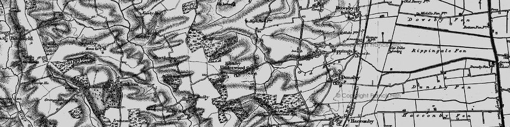 Old map of Kirkby Underwood in 1895
