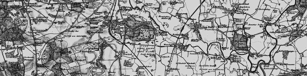 Old map of Kirkby Wharfe in 1898