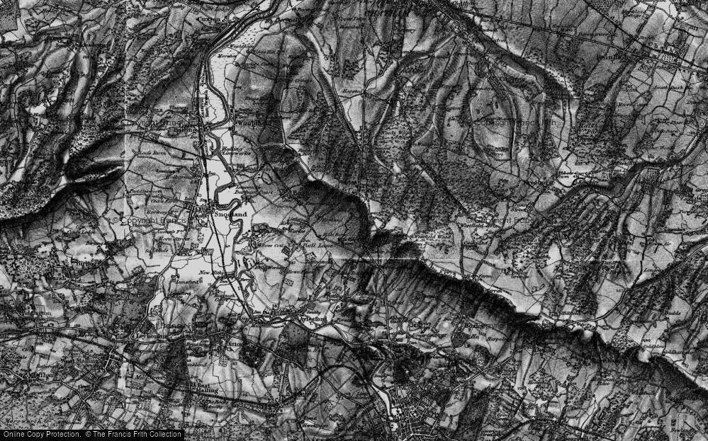 Old Map of Historic Map covering White Horse Stone in 1895