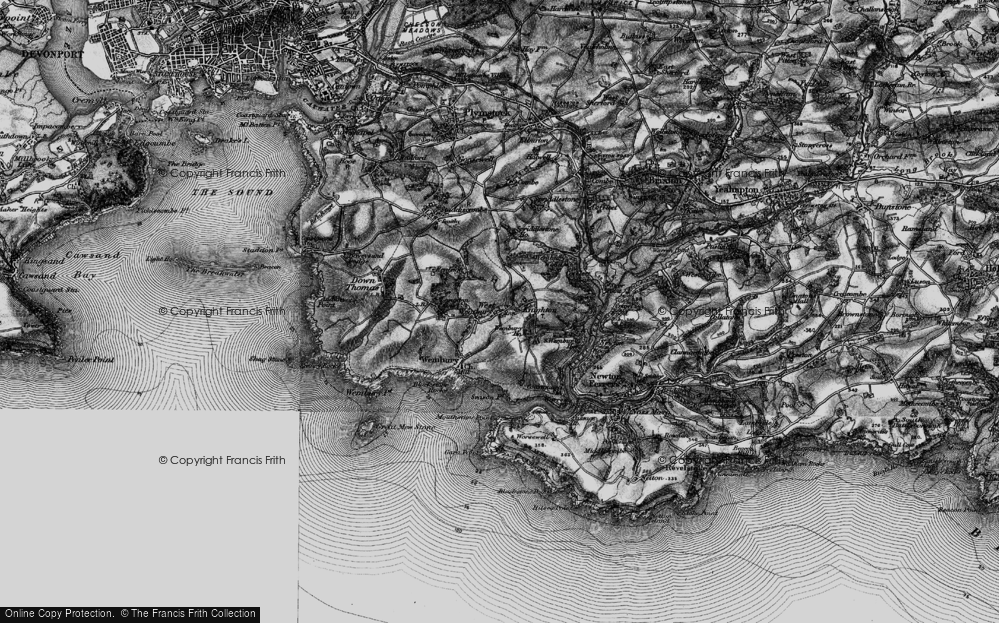 Old Map of Historic Map covering Wembury Ho in 1897