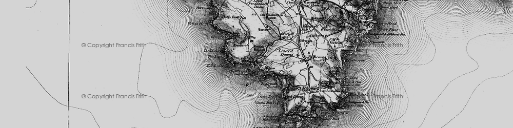 Old map of Kynance Cove in 1895