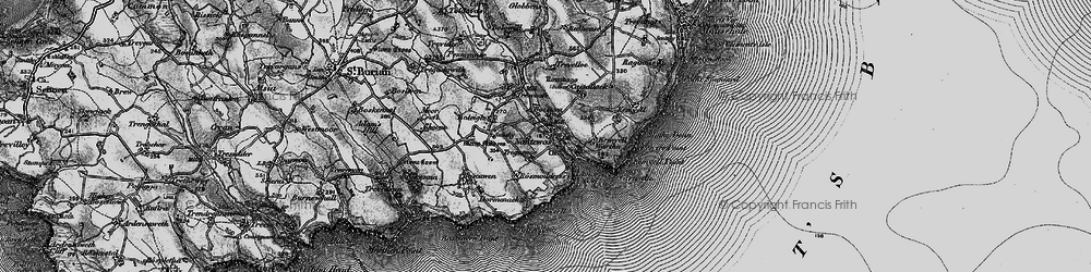 Old map of Lamorna in 1895