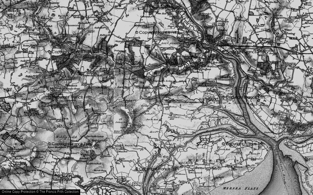 Old Map of Historic Map covering Langenhoe Hall in 1896