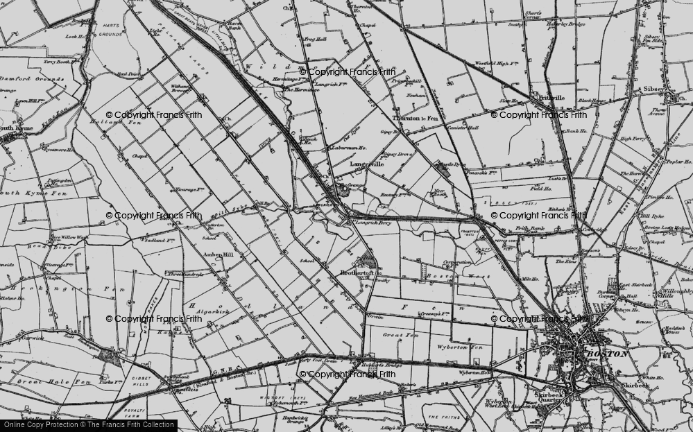 Old Map of Langrick Bridge, 1898 in 1898