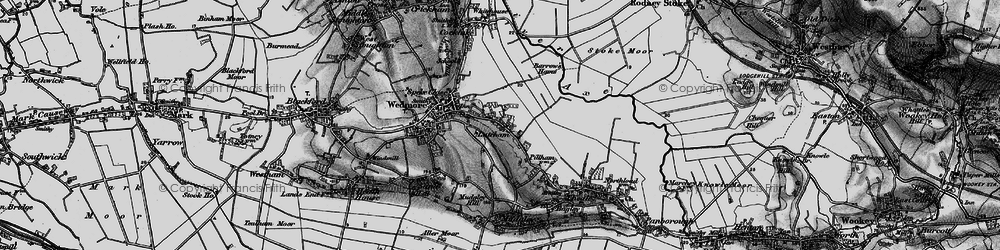 Old map of Barrow's Hams in 1898