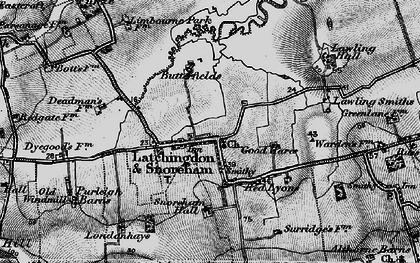 Old map of Latchingdon in 1896