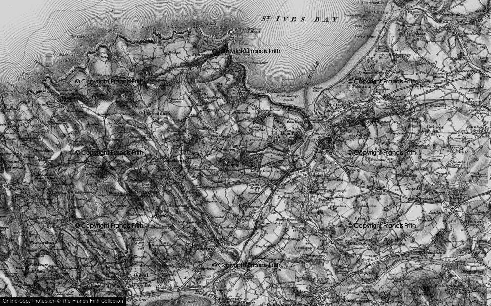 Old Map of Lelant Downs, 1896 in 1896