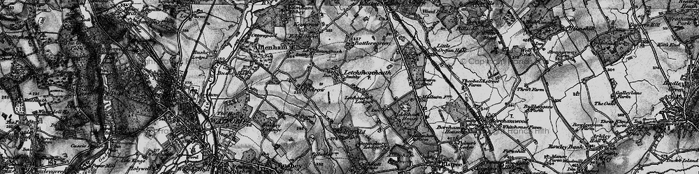 Old map of Aldenham School in 1896