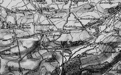 Old map of Lewtrenchard in 1895