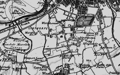 Old map of Linthorpe in 1898