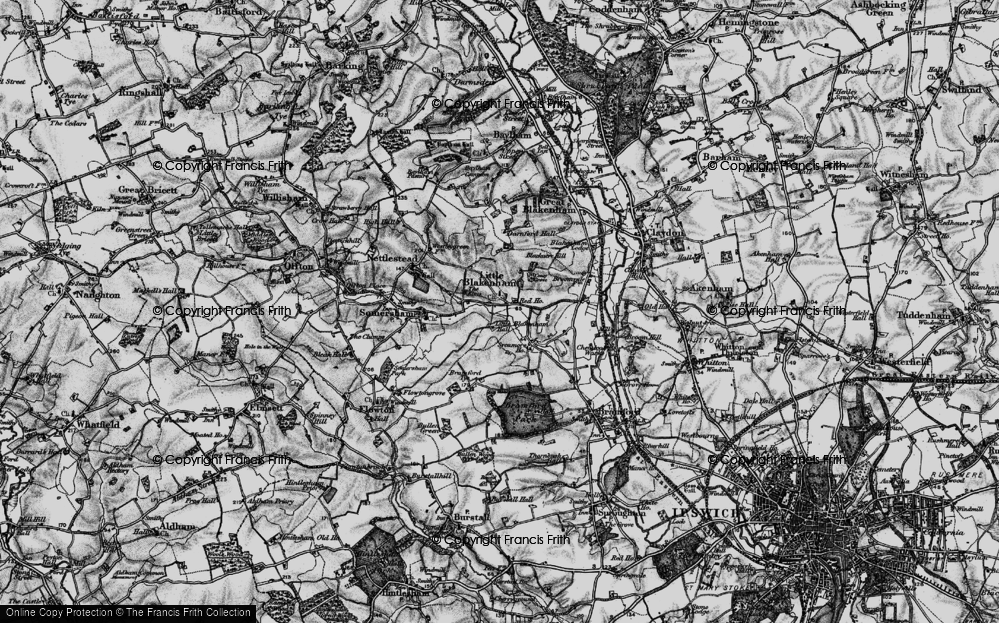 Old Map of Little Blakenham, 1896 in 1896