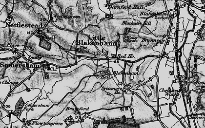 Old map of Little Blakenham in 1896