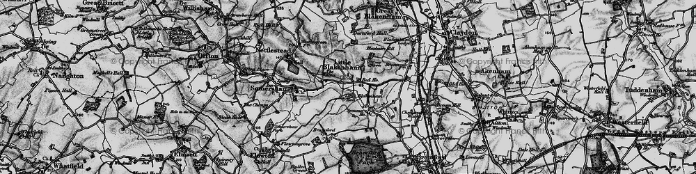Old map of Little Blakenham in 1896