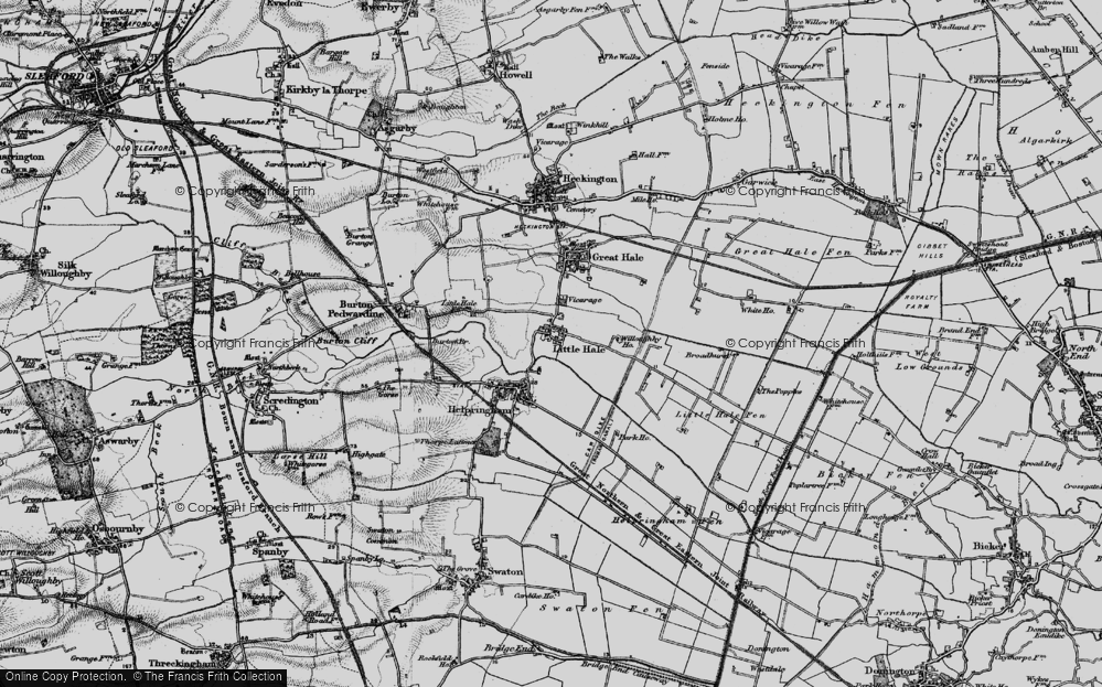 Old Map of Historic Map covering Little Hale Fen in 1898