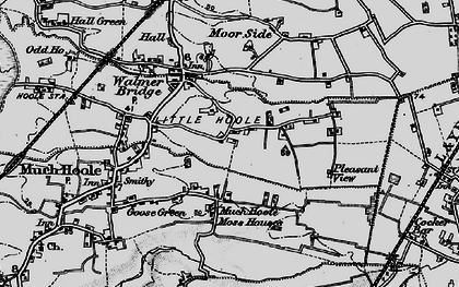 Old map of Little Hoole Moss Houses in 1896