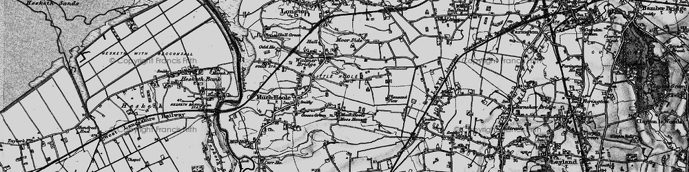Old map of Little Hoole Moss Houses in 1896