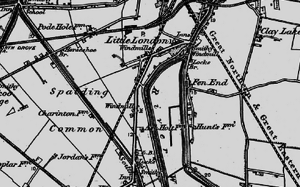 Old map of Spalding Common in 1898