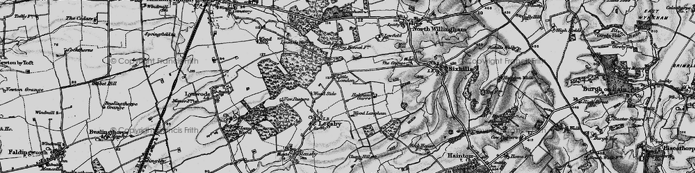 Old map of Willingham Woods in 1899