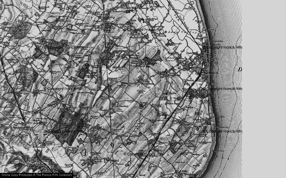 Old Map of Little Mongeham, 1895 in 1895
