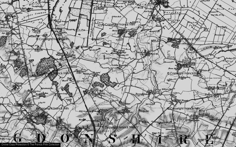 Old Map of Little Raveley, 1898 in 1898