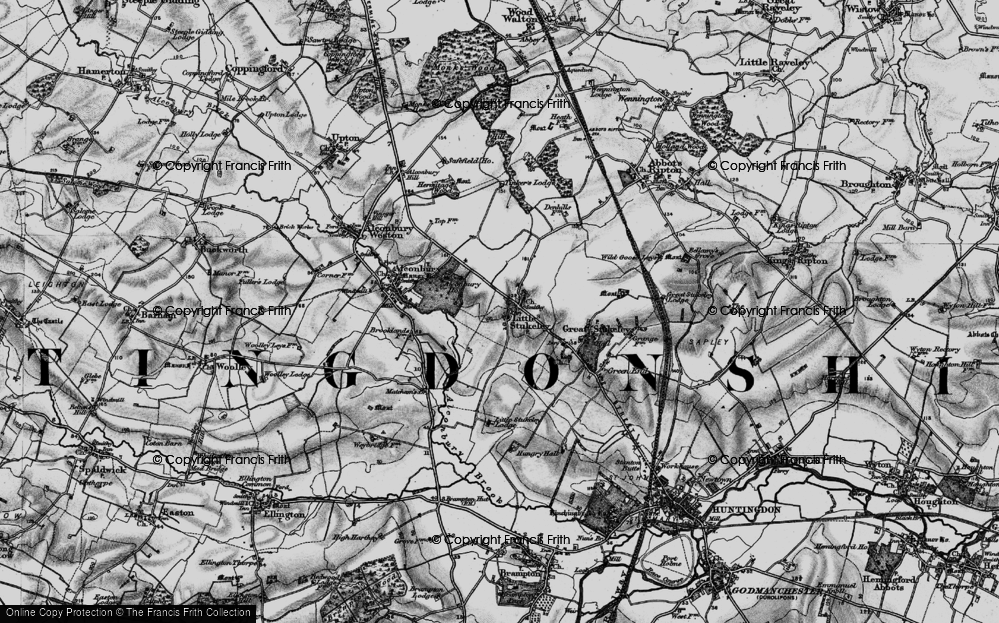 Old Map of Historic Map covering Alconbury Ho in 1898