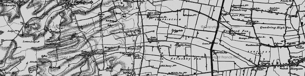 Old map of Billingborough Fen in 1898