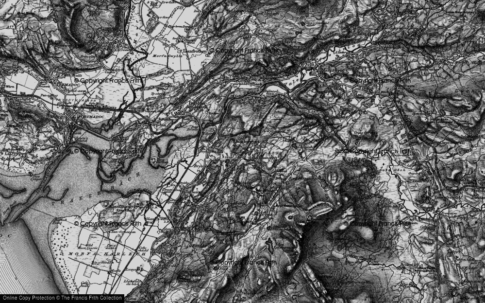 Old Map of Historic Map covering Bryn Cader Faner in 1899