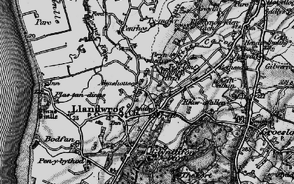 Old map of Llandwrog in 1899