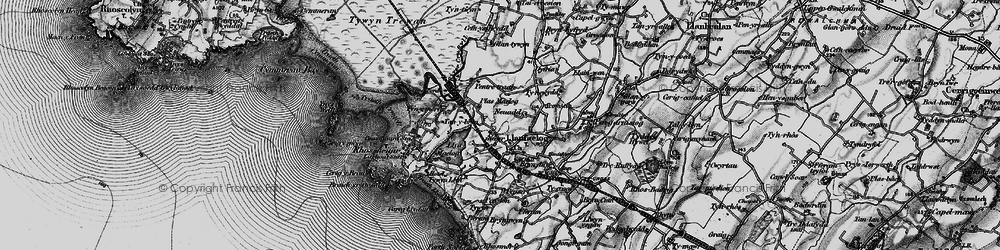 Old map of Llanfaelog in 1899