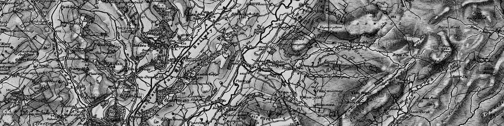 Old map of Llanfair Clydogau in 1898