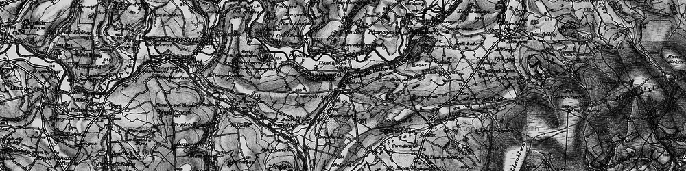Old map of Llanfihangel-ar-arth in 1898