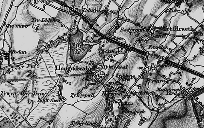Old map of Llangadwaladr in 1899