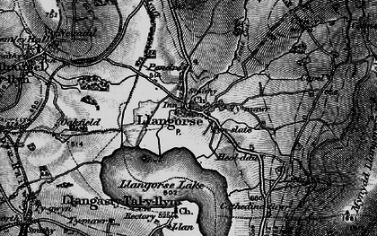Old map of Llangors in 1896