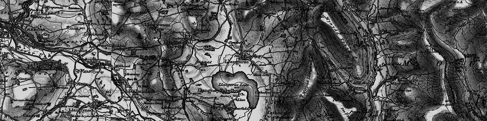 Old map of Llangors in 1896