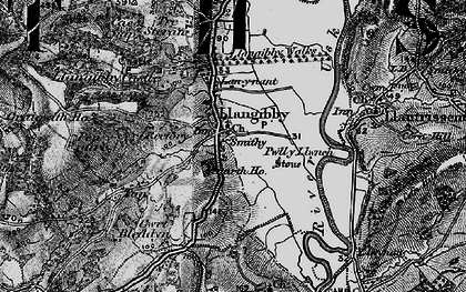 Old map of Llangybi in 1897