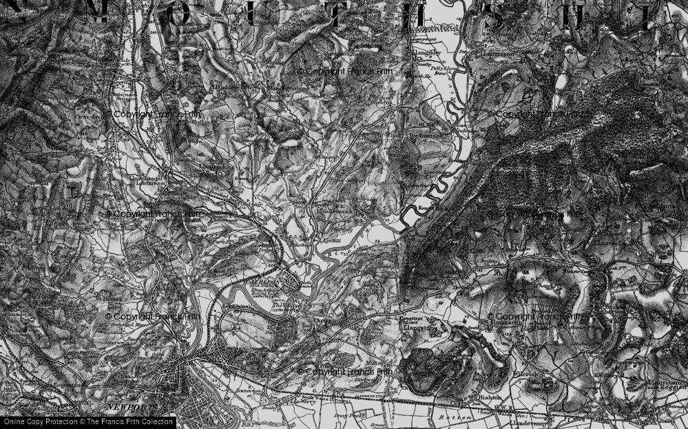 Old Map of Llanhennock, 1897 in 1897