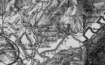 Old map of Llanhennock in 1897