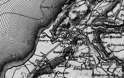 Old map of Llanrhystud in 1898